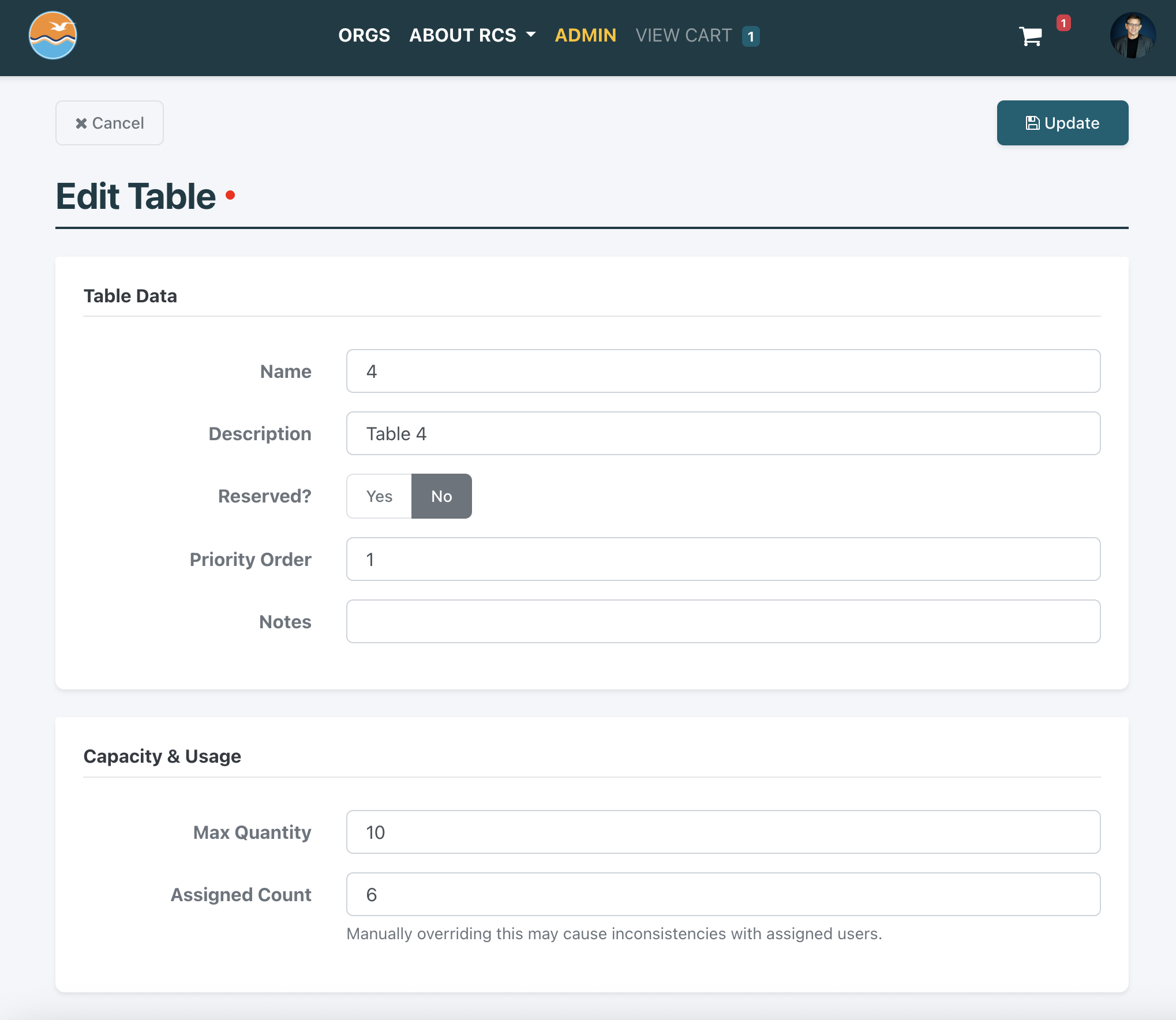 Configuration Screen