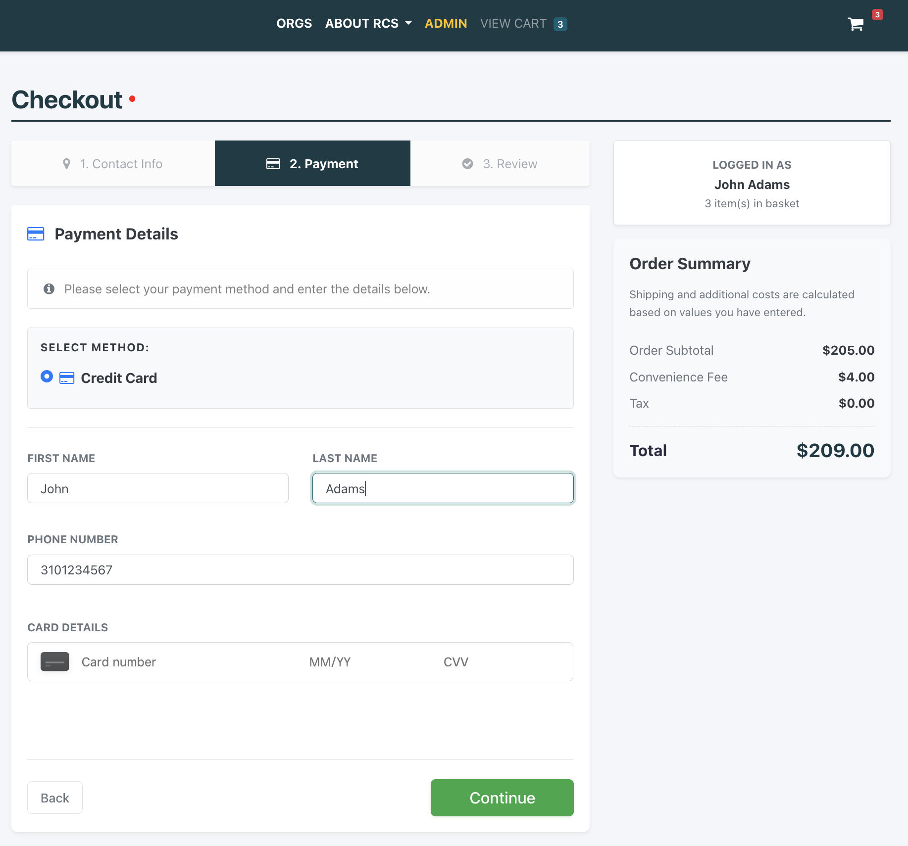 Checkout Screen